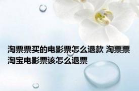 淘票票买的电影票怎么退款 淘票票淘宝电影票该怎么退票