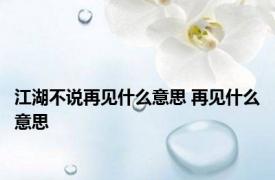 江湖不说再见什么意思 再见什么意思 