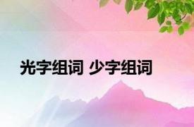 光字组词 少字组词 