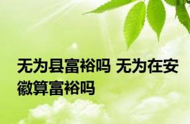 无为县富裕吗 无为在安徽算富裕吗