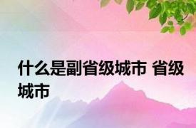 什么是副省级城市 省级城市 