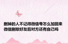 删掉的人不记得微信号怎么加回来 微信删除好友后对方还有自己吗 