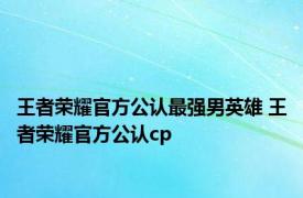 王者荣耀官方公认最强男英雄 王者荣耀官方公认cp 