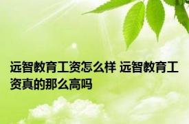 远智教育工资怎么样 远智教育工资真的那么高吗 