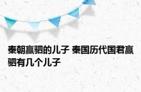 秦朝赢驷的儿子 秦国历代国君赢驷有几个儿子