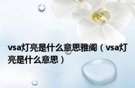 vsa灯亮是什么意思雅阁（vsa灯亮是什么意思）