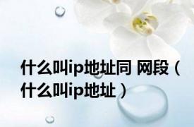 什么叫ip地址同 网段（什么叫ip地址）