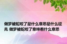 做梦被蛇咬了是什么意思是什么征兆 做梦被蛇咬了意味着什么意思