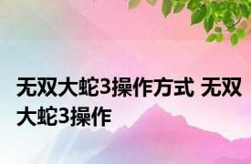 无双大蛇3操作方式 无双大蛇3操作