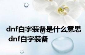 dnf白字装备是什么意思 dnf白字装备 