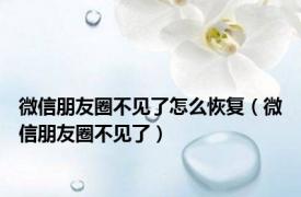 微信朋友圈不见了怎么恢复（微信朋友圈不见了）