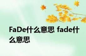 FaDe什么意思 fade什么意思