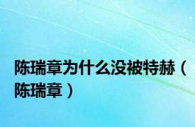 陈瑞章为什么没被特赫（陈瑞章）