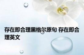 存在即合理黑格尔原句 存在即合理英文 