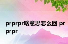 prprpr啥意思怎么回 prprpr 