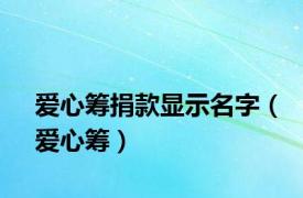 爱心筹捐款显示名字（爱心筹）