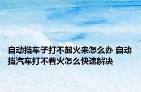 自动挡车子打不起火来怎么办 自动挡汽车打不着火怎么快速解决