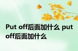 Put off后面加什么 put off后面加什么