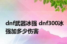 dnf武器冰强 dnf300冰强加多少伤害