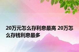 20万元怎么存利息最高 20万怎么存钱利息最多 