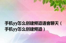 手机yy怎么创建频道语音聊天（手机yy怎么创建频道）