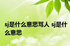 sj是什么意思骂人 sj是什么意思 