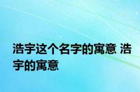 浩宇这个名字的寓意 浩宇的寓意