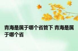 青海是属于哪个省管下 青海是属于哪个省