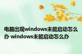 电脑出现windows未能启动怎么办 windows未能启动怎么办 