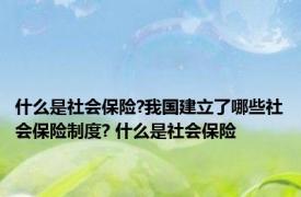 什么是社会保险?我国建立了哪些社会保险制度? 什么是社会保险 