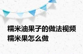 糯米油果子的做法视频 糯米果怎么做