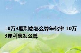 10万3厘利息怎么算年化率 10万3厘利息怎么算