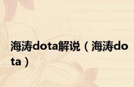 海涛dota解说（海涛dota）