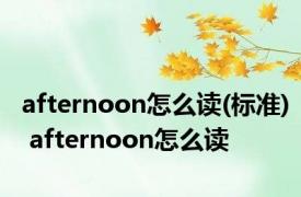 afternoon怎么读(标准) afternoon怎么读 