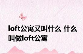 loft公寓又叫什么 什么叫做loft公寓