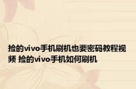 捡的vivo手机刷机也要密码教程视频 捡的vivo手机如何刷机 