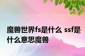 魔兽世界fs是什么 ssf是什么意思魔兽