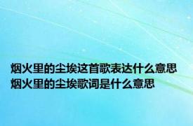 烟火里的尘埃这首歌表达什么意思 烟火里的尘埃歌词是什么意思 