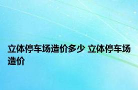 立体停车场造价多少 立体停车场造价 