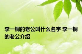 李一桐的老公叫什么名字 李一桐的老公介绍 