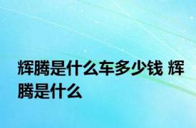 辉腾是什么车多少钱 辉腾是什么