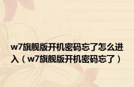 w7旗舰版开机密码忘了怎么进入（w7旗舰版开机密码忘了）