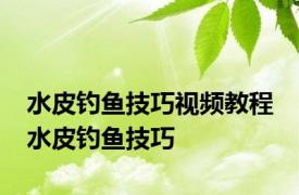 水皮钓鱼技巧视频教程 水皮钓鱼技巧