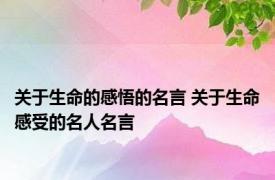 关于生命的感悟的名言 关于生命感受的名人名言