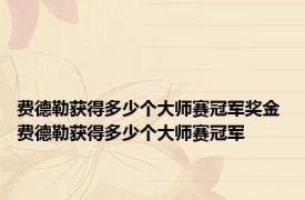 费德勒获得多少个大师赛冠军奖金 费德勒获得多少个大师赛冠军