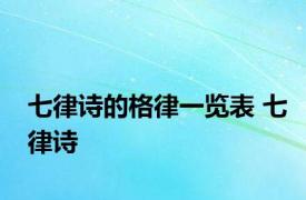 七律诗的格律一览表 七律诗 