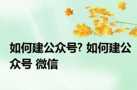 如何建公众号? 如何建公众号 微信