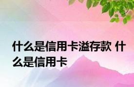 什么是信用卡溢存款 什么是信用卡 