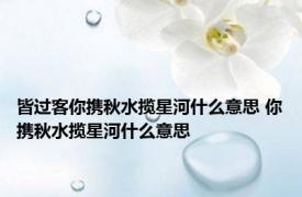 皆过客你携秋水揽星河什么意思 你携秋水揽星河什么意思 