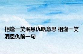 相逢一笑泯恩仇啥意思 相逢一笑泯恩仇前一句